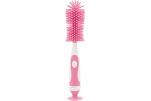 Manyao Goupillon Biberon Silicone, Lave biberon Brosse de Nettoyage Biberon, Brosse à Biberon Goupillon Bib Rotatif pour Biberon et Tétine (Rose)