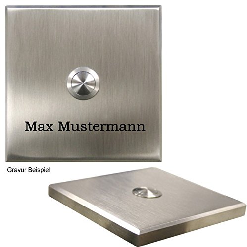 Preisvergleich Produktbild Edelstahl Klingelplatte mit Knopf 100x100mm V2A Quadrat inkl. Gravur