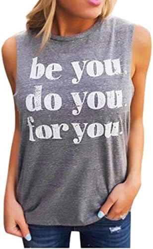 Toamen Womens Summer Casual Vest T-Shirt Sale Sleeveless Letter Print O-Neck Tank Blouse Shirt Pullover Tops