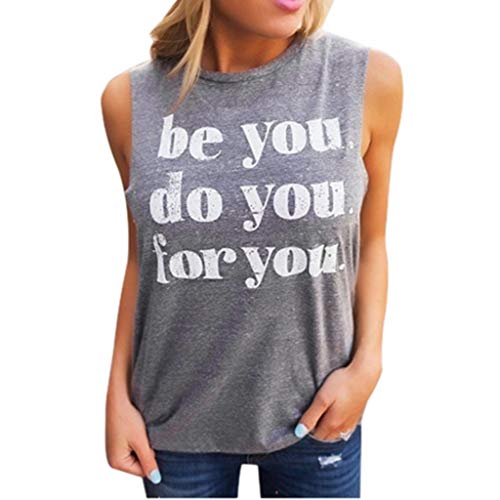 Toamen Womens Summer Casual Vest T-Shirt Sale Sleeveless Letter Print O-Neck Tank Blouse Shirt Pullover Tops