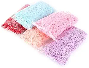 ECO SARRAS 5 Colors Shredded Paper Confetti Used for Gift Packaging, Box Filler, Basket Filler, Christmas Decorative Packing ETC. (100 Grams Each [500 Grams])