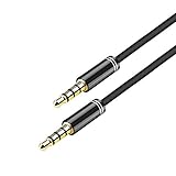 ⭐【Fácil de usar】Con una delgada moldura de conector, el cable de audio chapado en oro se adapta fácilmente a una puerta de auriculares de 3,5 mm,sin quitar la funda del teléfono inteligente o la tableta.