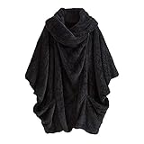 TianWlio Mäntel Frauen Weihnachten Damen Mantel Langarm Strickjacke Jacke Outwear Herbst Winter Mantel Lässige Feste Rollkragen Große Taschen Mantel Mäntel Vintage Übergröße Mäntel