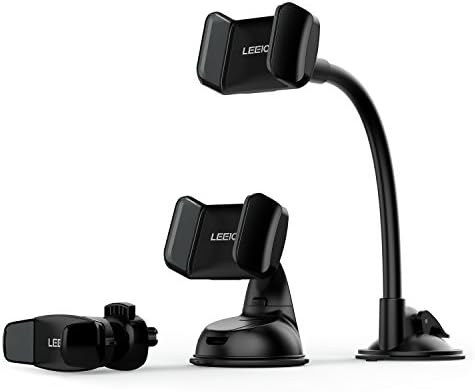 3-in-1 Car phone holder,Universal Air Vent Dashboard Windshield Mount Holder for Most Smartphones.(Black)