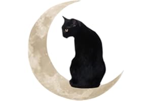 Adifare Metal Wall Decor Black Cat and Moon, Hanging Modern Wall Art Decorations for Indoor Outdoor Living Room Bedroom Kitchen Hallway Stairs,30 x 30cm(Cat)