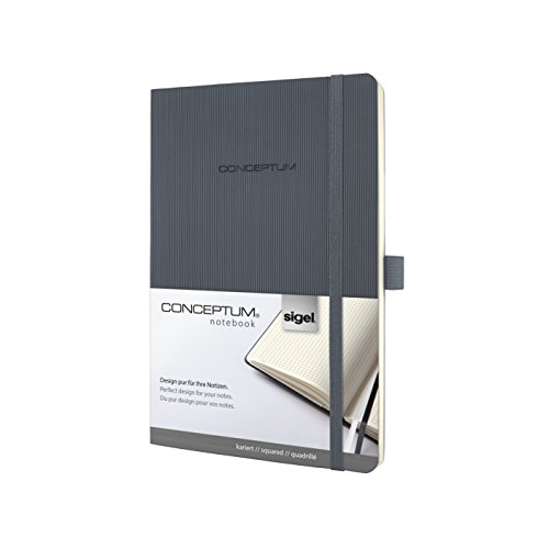 Sigel CO328 Notizbuch, ca. A5, kariert, Softcover, dunkelgrau, CONCEPTUM - weitere Farben