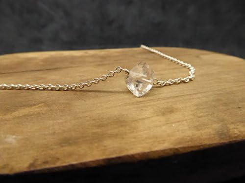 Herkimer Diamond Necklace On Sterling Silver Chain April Birthstone Crystal Choker Necklace, Clear Raw Crystal Jewelry, Rough Stone Jewellery