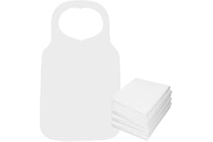 Kellegour 50 Pz Bavaglino Impermeabile per Adulti, Monouso, Grande, Grembiuli di Carta, per Anziani o Bambini, Bianchi