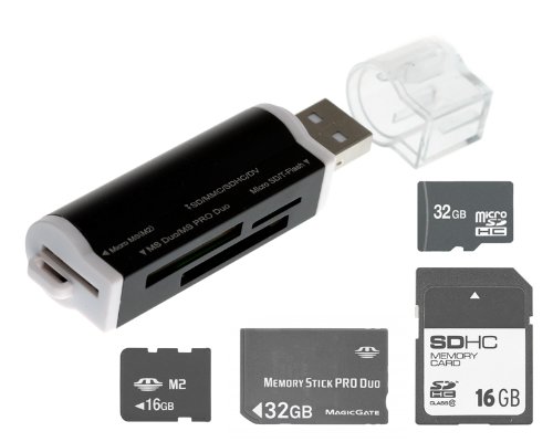Photecs® USB Multi Card Reader Kartenlesegerät, Mini-Kartenleser für SD, SDHC, SDXC, Micro SD, M2, Pro Duo