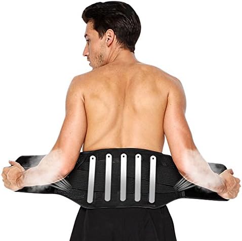 Lumbar Support Brace Belt - Metal Strips Provide Firm Support Waist Support Brace, Unisex Breathable Adjustable Lower Back Support for Sitting, Working, Driving and More (L-Waist:31.1-36.2 inch)