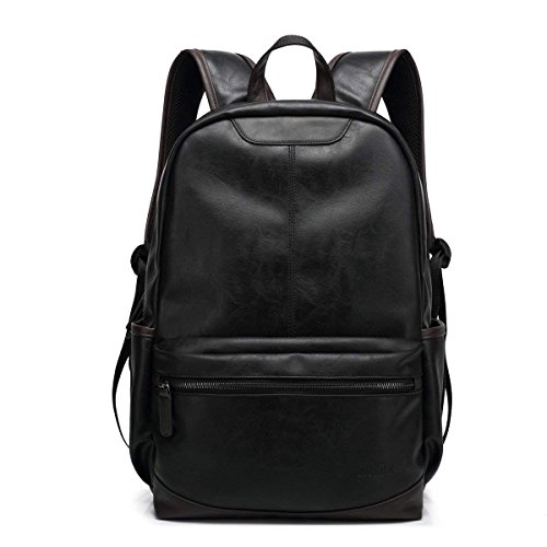 BAOSHA BP-19 TOP PU Leder 15 6 Zoll Laptop Rucksack Demen Herren Schultertasche College Student School Sch  lerrucksack Daypack Schwarz
