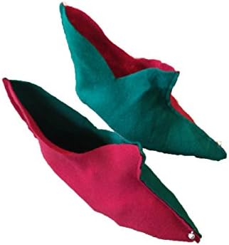 Green Red Unisex Pixie Elf Jester Gnome Boots Shoes Cover Xmas Fancy Costume
