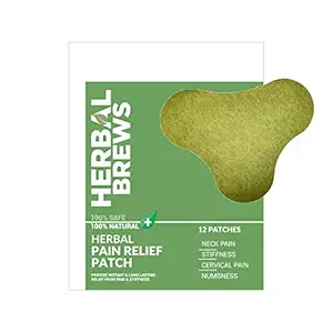 Herbal Brews - Pain Relief Patches - 12 Neck Pain Patches (Specially Designed for Cervical) | 100% Safe & Natural Neck & Back Pain Relief Products | INSTANT RELIEF | NO SIDE EFFECTS