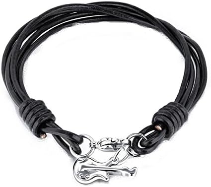 Bystar Men's Bracelet Vintage Multi Circle Violin Pendant Genuine Leather Wristband Bracelet