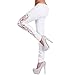 Produktbild VENMO Mode Frauen Lange Hosen aushöhlen Casual Insert Niedrige Taille Jeans Leggings Tights Sportleggings Blumen Spitze Jeans Skinny Aushöhlen Lange Hüfthoch Hosen (White, M)