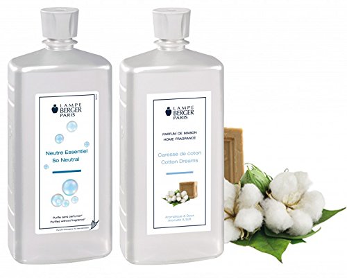 Lampe Berger Vorteilsset - 2 Düfte - 1000 ml Neutral und 1000 ml Frische Wäsche / Caresse de Cotton inkl. EO Shopping Bag
