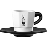 Bialetti - 4'l&uuml; Espresso Fincan Seti - Sekizgen Tasarım - Siyah Beyaz Karma Renk - Porselen