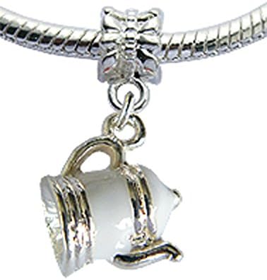 Avantgarde Jewels Lovely 3D Silver Plated Teapot Charm - fits Pandora & Troll Bracelets - Hand Polished and Hand Finished to fine Jewellery Standard - Hand Painted Enamel Colouring
