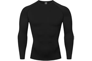 HYCOPROT Tee Shirt Compression Homme T-Shirt à Manches Longues Séchage Rapide Respirant pour Entraînement, Gym, Course à Pied