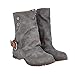 Produktbild Hmeng Damen Schnalle Mid Calf Boots Zipper Ankle Booties-Stiefel mit Reißverschluss - Damen Natalie Short Engineer Boot (Grau, 43)