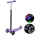 Produktbild WeSkate Kinderscooter Kinderroller, höhenverstellbarer und Abnehmbarer Lenker Kick Roller Tret-Roller mit PU Rädern, mit 4-blinkenden Rädern, 2-Rädern Hinterbremsen (MG1/Lila)