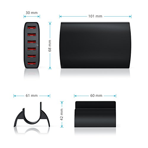 CSL – USB Netzteil 60W 6-Port / Ladegerät mit 12000mA / 60 Watt (Schnellladeadapter)| 6-Port USB Ladeadapter / USB Charger | 5V DC USB Ladeadapter | effektiver Schutz vor Kurzschlüssen und Überlast | geeignet für Handys, Smartphones, Tablets uvm. - 2