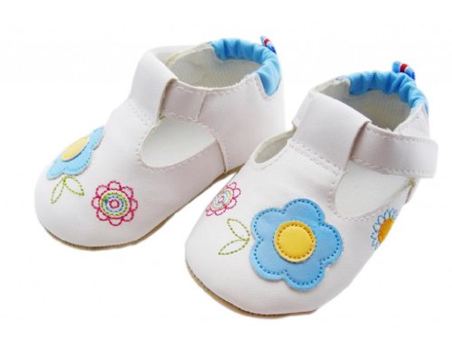 Bigood Baby Toddler PU Leather Shoes Walking Sneaker 13cm Sunflower Blue