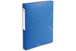 Exacompta 14005H Premium teczka kartonowa z gumką szerokość 40 mm z bardzo mocnej tektury Colorspan z etykietą grzbietową A4 pudełko archiwizacyjne na dokumenty i rysunki niebieskie