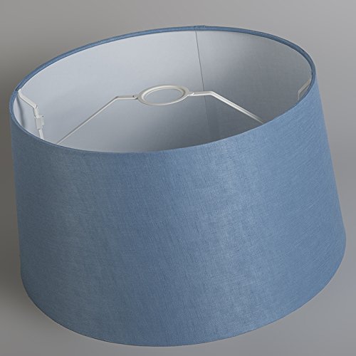 QAZQA Leinen Lampenschirm 40cm rund DS E27 leinen blau , Rund konisch Schirm Pendelleuchte, Schirm Stehleuchte, - 4