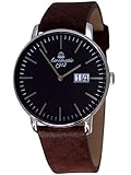 Aeromatic 1912 Herren-Armbanduhr Quarz Analog Lederarmband BigDate A1436