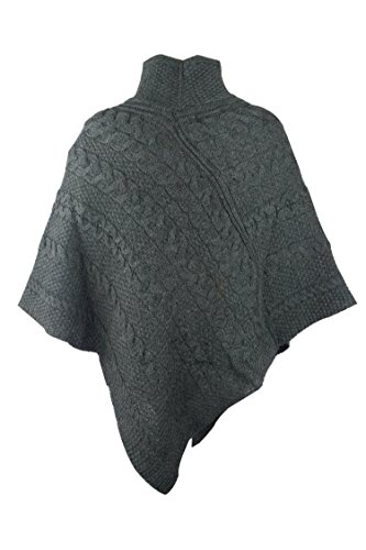 The Irish Store - Irish Gifts from Ireland 100% irlandés de mujer Aran Merino punto Poncho por West End - negro -