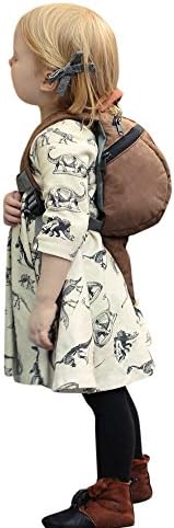 NING Half Sleeve Baby Girls Cartoon Dinosaur Print Sun Dresses Clothes Outfits Baby Tutu Skirt (Beige 12 Months)