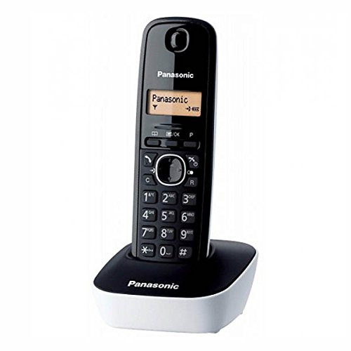 Panasonic KX-TG1611SPW - Teléfono fijo inalámbrico digital, negro con blanco