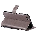 Hülle für Appple iPhone 6 Plus / 6S Plus Muster, TOCASO Ultra Thin PU Leder Flip Cover Tasche Ledertasche Handytasche Schutzhülle für iPhone 6 Plus / 6S Plus Buchstil Handyhülle Protective Case Etui Bumper Schale Wallet vollständig schützende Design Katzen und Baum mit Magnetverschluss Ständerfunktion ID Karte Slots Pouch Soft Silikon Backcover Rückseite shell kunstlederhülle + Schwarz Stylus Pen Grau - 5