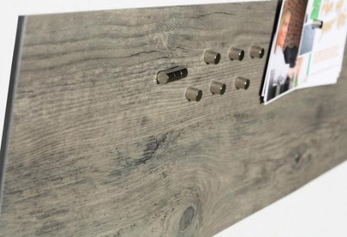 Magnet-Tafel/Board in Holz-Optik: Eiche „Grau“, Pinnwand aus Vinyl mit Stahl-Rückseite, 100cm x 22,5cm - 3