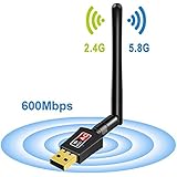 Wifi Dongle Antenna Dual Band 5GHz 433Mbps Wireless USB Wifi Adapter for PC Desktop Laptop Tablet, Supports Windows 10/8/7/Vista/XP/2000, Mac Os X 10.4-10.12