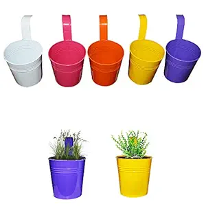 Ascent Homes Metal Round Galvanized Railing Planter, 6