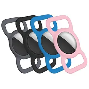 Dog Collar Holder Perfect for Apple Airtag 4 Pack (Black, Grey, Pink & Blue)