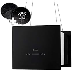 Hotte aspirante design, hotte décorative îlot (40cm, inox, verre noir, extra silencieux, 4 marches, éclairage LED, touches sensitives TouchSelect, montage câble) BOX400S - KKT KOLBE