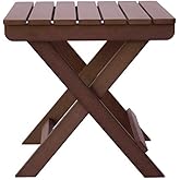 CraftsX2Z Wooden Handmade Outdoor Natural Square Brown Foldable Coffee Table, Side End Table for Poolside, Outdoor Garden, Li