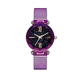 Comtervi Magnet Uhr damenuhr Uhren Sternenhimmel Vorwahlknopf Diamant Ausschnitt Keine Schnalle Edelstahl Maschen Gurt Uhr mit Magnet Verschluss