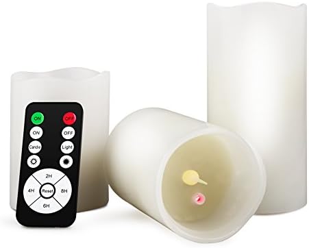 Wax Flameless LED Candles,Antifire Flickering Battery Operated Flameless LED Tea Light 3 Real LED Candle Lights with Timer and Remote Control for for Weddings,Christmas,Funerals,Souvenirs (Ivory)