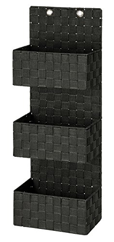 Wenko 22076100 Organizer Adria zum Hängen Badkorb, 3 Etagen, Polypropylen, schwarz, 15,5 x 25 x 72 cm
