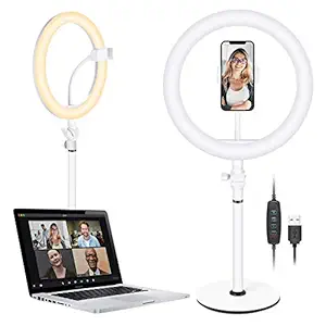 Neewer LED Ring Light, Table Top 10-inch USB Ring Light, Color Temperature 3200K-5600K 3 Light Modes with Flexible Smartphone Stand for Streaming Makeup YouTube Video Shooting Phone Selfie Photography