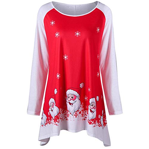 Preisvergleich Produktbild LeeyDamen Weihnachtsbluse Casual Weihnachtsmann Druck Langarm T-shirt Sweatshirt Rundhals Christmas Party bluse tops Oberteil Festlich shirts Herbst / Winter langarmshirt Weihnachtskostüm
