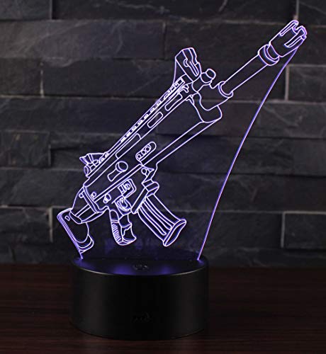 3D Lampe Illusion Optique LED Veilleuse, CKW 7 Couleurs Tactile Lampe de Chevet Chambre Table Art Déco Enfant Lumière de Nuit avec Câble USB Nouveauté De Noël Cadeau d'anniversaire (Pump action)