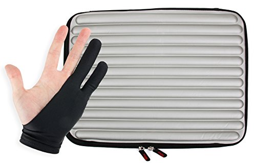 DuraGadget silberfarbene Schutzhülle aus Gedächtnis-Schaum und Antifouling-Handschuh für Wacom PTH-651S-DEIT, PTH-651-DEIT Intuos Pro Größe M, Intuos Pro SE/Special Edition PTH-651-DEIT/S und Cintiq 13HD Grafiktabletts