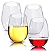 Produktbild Kunststoff Weingläser, 4er Set, linyingdian Rot Weißwein Stemless Glass - unzerbrechlich - wiederverwendbar - bruchsicher - 16oz 450ml - Gläser für Partys, Hochzeiten, Camping - besser als Acrylgläser