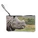 Produktbild Bargeld Geldbörse, Handy Super Große Kapazität Canvas Tasche Mit Griff, Personalisierte Kosmetische Federmäppchen/Stift Box/Aufbewahrungstasche-Wildes Nashorn