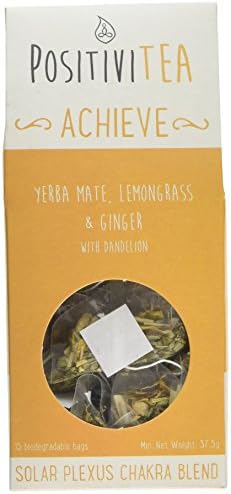Positivitea Achieve Yerba Lemongrass Ginger and Dandelion Teabags, Pack of 15, Pack of 7